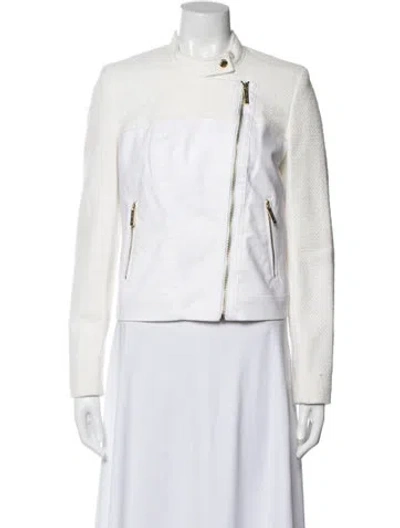 Pre-owned Michael Michael Kors Biker Jacket In White