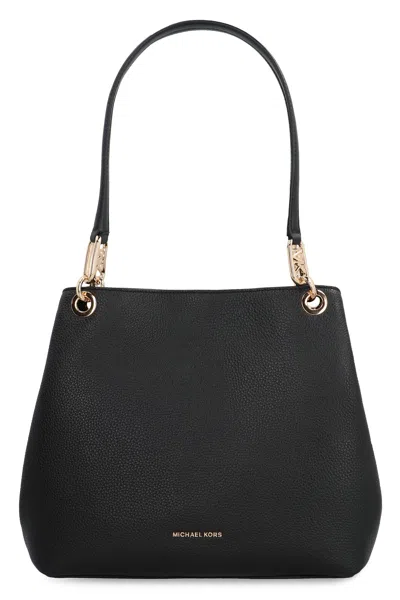 Michael Michael Kors Black Grainy Leather Tote Handbag For Women In Metallic