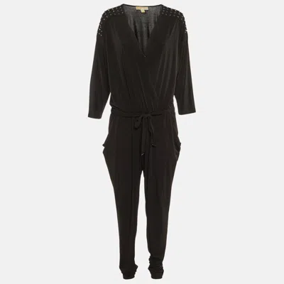 Pre-owned Michael Michael Kors Black Jersey Studded Jumpsuit Xl