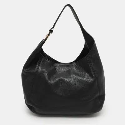 Pre-owned Michael Michael Kors Black Leather Fulton Hobo