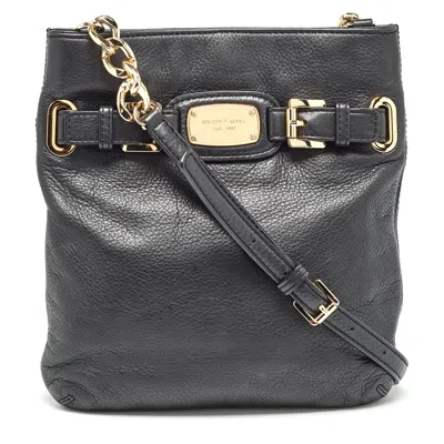 Pre-owned Michael Michael Kors Black Leather Hamilton Crossbody Bag