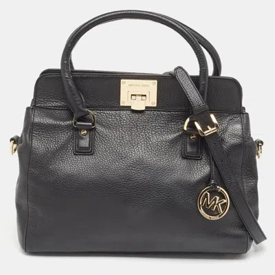 Pre-owned Michael Michael Kors Black Leather Large Astrid Satchel