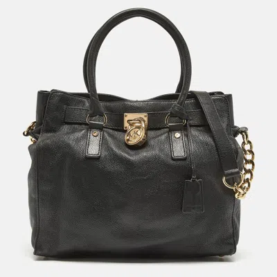 Pre-owned Michael Michael Kors Black Leather Large Hamilton North South Tote