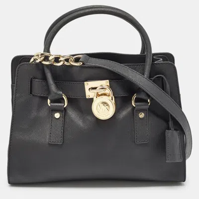 Pre-owned Michael Michael Kors Black Leather Medium Hamilton East West Satchel
