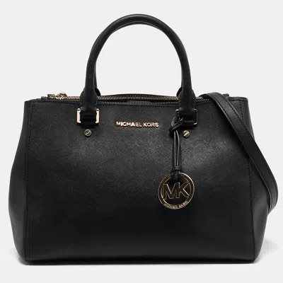 Pre-owned Michael Michael Kors Black Leather Medium Sutton Tote