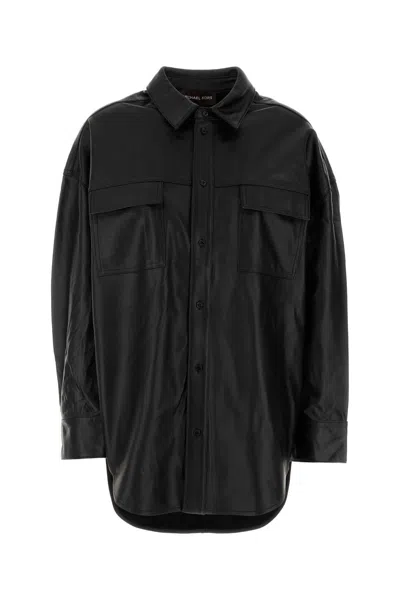 Michael Michael Kors Black Leather Oversize Shirt