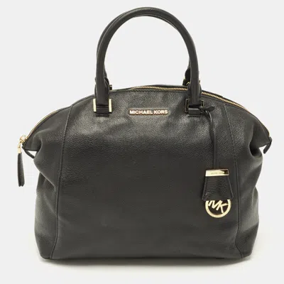 Pre-owned Michael Michael Kors Black Leather Riley Satchel