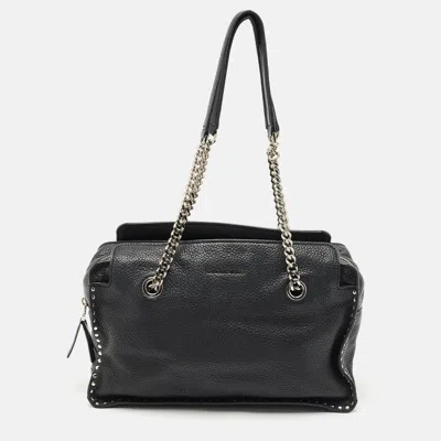 Pre-owned Michael Michael Kors Black Leather Studded Chain Satchel