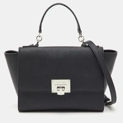 Pre-owned Michael Michael Kors Black Saffiano Leather Callie Top Handle Bag