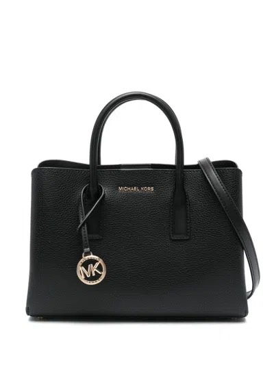 Michael Michael Kors Black Satchel S Handbag With Golden Logo