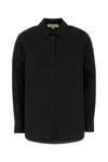 Michael Michael Kors Michael By Michael Kors Black Stretch Poplin Shirt In Multi