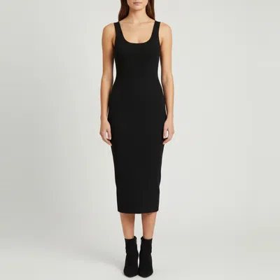 Pre-owned Michael Michael Kors Black Stretch Rib Knit Cut-out Midi Dress M