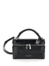 Michael Michael Kors Black Vanity Bag With Logo Lettering On The Front In Crocodile Effect Leather Woman In Black