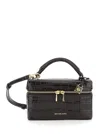 Michael Michael Kors Black Vanity Bag With Logo Lettering On The Front In Crocodile Effect Leather Woman In Brown