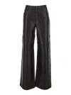 Michael Michael Kors Black Pants With Belt Loops In Leather Woman In Black