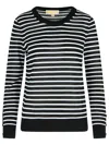 Michael Michael Kors Striped Ribbed Sweater In Black