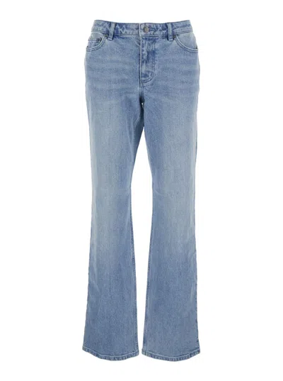 Michael Michael Kors Blue Jeans With Belt Loops And Logo Plaque On The Rear In Denim Woman