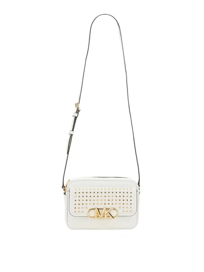 Michael Michael Kors Medium Bag With Removable Chain Handle And Studded Front Panel In White