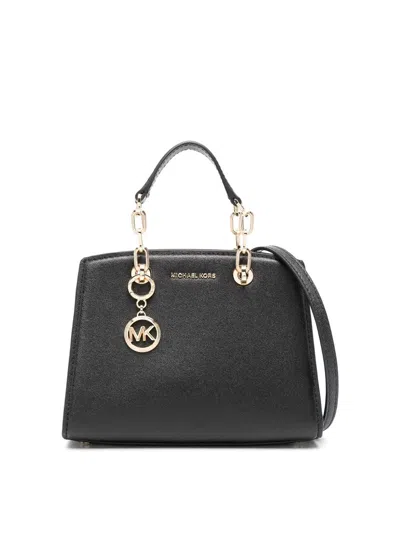 Michael Michael Kors Cynthia Leather Tote Bag In Black