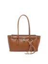 Michael Michael Kors Structured Leather Shoulder Bag With Gold Hardware In Brown