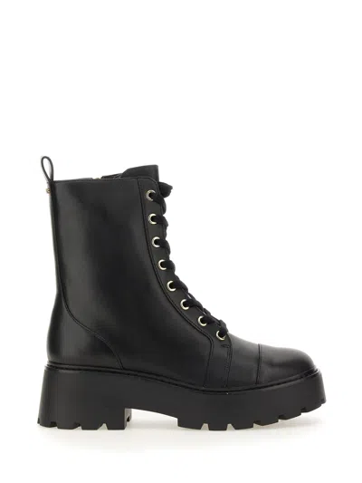 Michael Michael Kors Womens Zipper Leather Combat & Lace-up Boots In Black