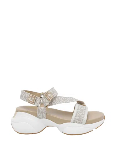 Michael Michael Kors Bowie Logo Round-toe Sandals In Neutral