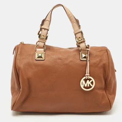 Pre-owned Michael Michael Kors Brown Leather Grayson Boston Bag