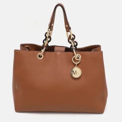 Pre-owned Michael Michael Kors Brown Leather Large Cynthia Tote