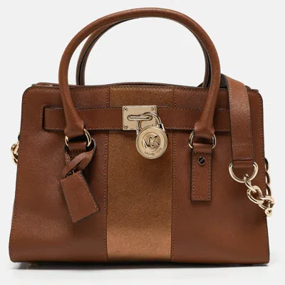 Pre-owned Michael Michael Kors Brown Leather Medium Hamilton East West Tote