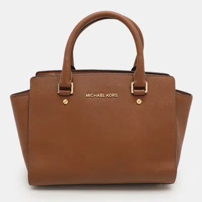 Pre-owned Michael Michael Kors Brown Leather Medium Selma Satchel