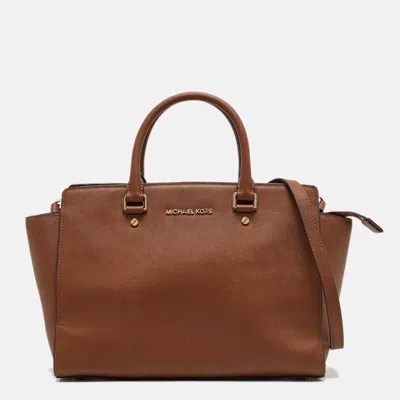 Pre-owned Michael Michael Kors Brown Leather Medium Selma Satchel
