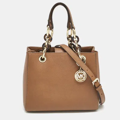 Pre-owned Michael Michael Kors Brown Leather Small Cynthia Tote