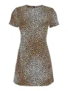 Michael Michael Kors Brown Mini Dress With All-over Leopard Print In Tech Fabric Blend Woman In Brown
