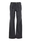 Michael Michael Kors Brown Pants With Belt Loops In Leather Woman In Black