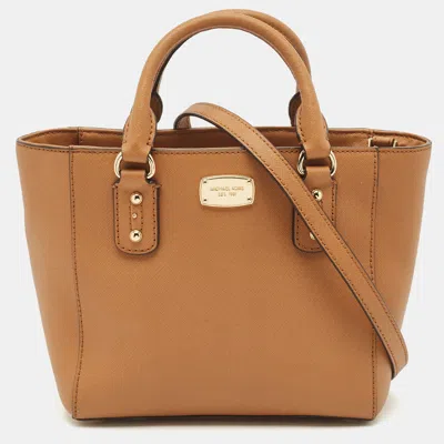 Pre-owned Michael Michael Kors Brown Saffiano Leather Mini Kellen Tote