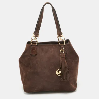 Pre-owned Michael Michael Kors Brown Suede And Leather Shopper Tote