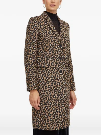 Michael Michael Kors Brushed Leopard Jacquard Coat In Brown