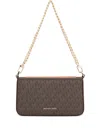 Michael Michael Kors Printed Canvas Shoulder Pouch With Chain Handle In Brown
