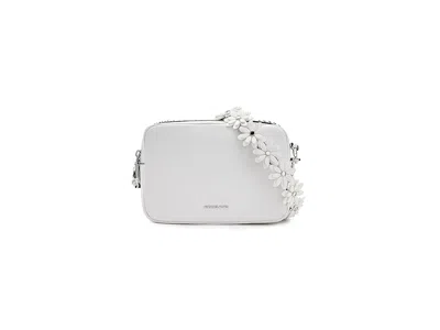 Michael Michael Kors Bryant Medium Double Zip Chain Camera Crossbody Cross Body Handbags Optic White: One Size