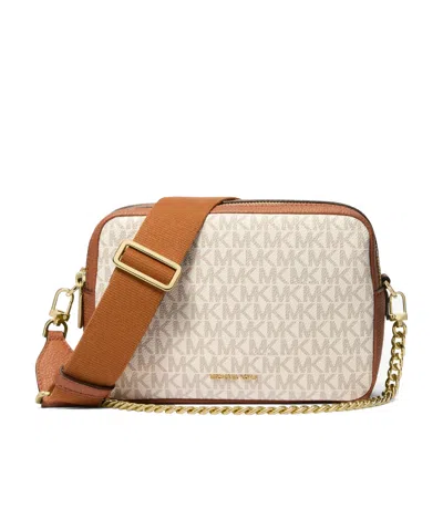 Michael Michael Kors Bryant Medium Monogram Crossbody Bag In Vanilla White/acorn Brown