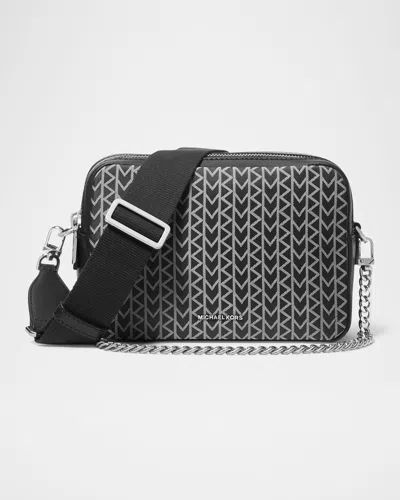 Michael Michael Kors Bryant Medium Signature Logo Camera Crossbody Bag In Black