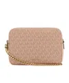 Michael Michael Kors Michael By Michael Kors Pink Canvas Medium Bryant Shoulder Bag In Brown