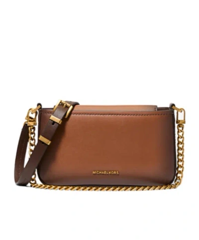 Michael Michael Kors Bryant Small Burnished Leather Convertible Pochette In Brown