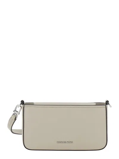 Michael Michael Kors Bryant Small Pochette In Pebbled Leather In Beige