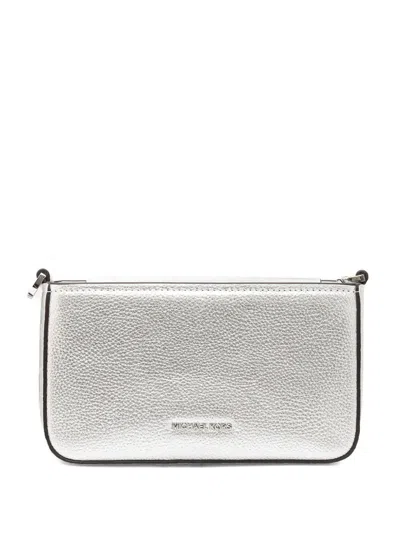 Michael Michael Kors Bryant Textured Leather Crossbody Bag In Silver