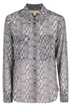 Michael Michael Kors Long Sleeve Oversized Snake Shirt In Black