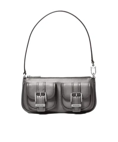 Michael Michael Kors Buckle-pocket Shoulder Bag In Gray
