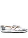 Michael Michael Kors Buckle-strap Ballet Flats In Silver