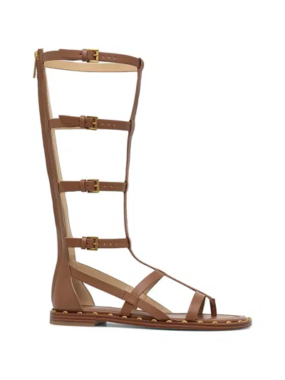 Michael Michael Kors Noa Stud-embellished Buckle-fastening Sandals In Brown