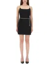 Michael Michael Kors Bustier Minidress With Waist-cinching Belt In Black
